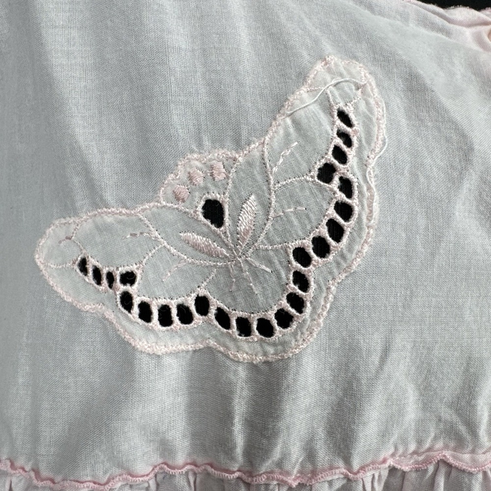 Vintage 70s Italian Lounge Dress L Cottage Prairie Boho Romantic Butterfly Midi - Picture 3 of 6